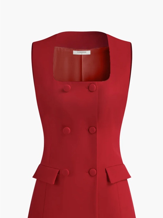 Commense Tops - Commense Square Neck Button Vest